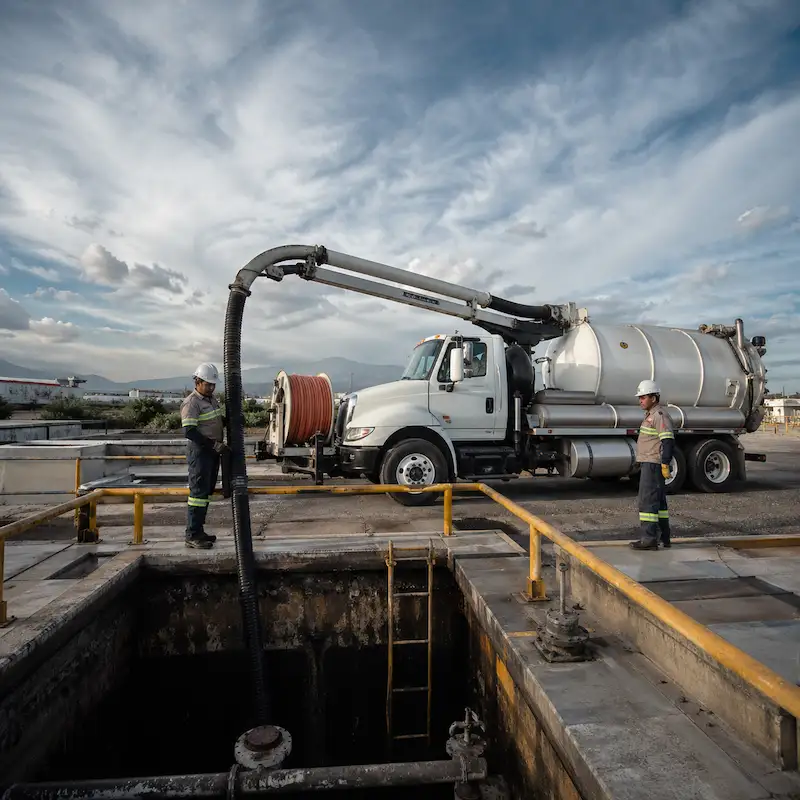 Cárcamo de planta de tratamiento con sedimento compactado en Puebla
