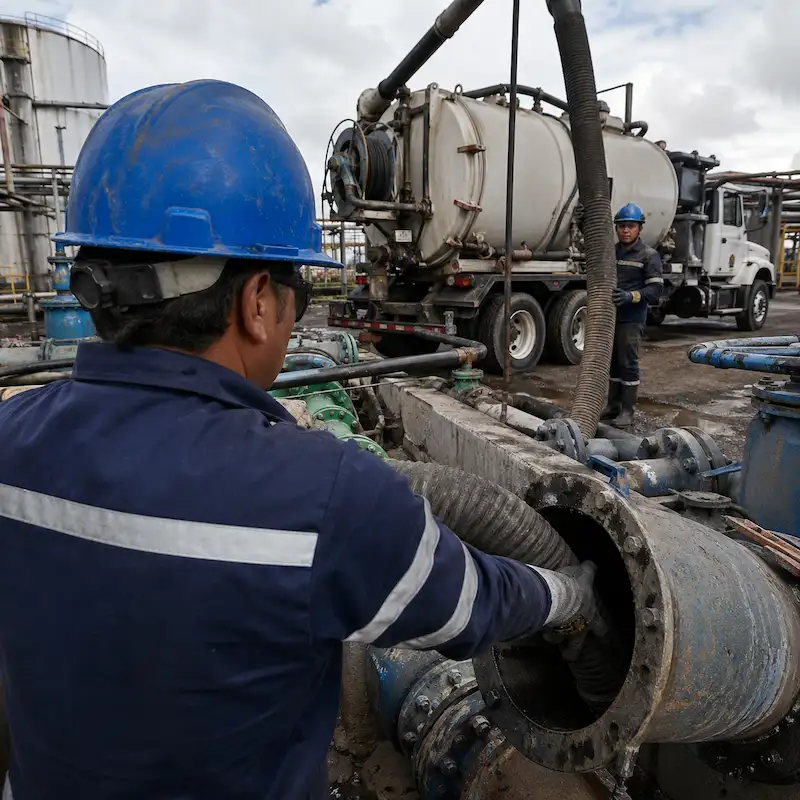 Tubería industrial obstruida con sedimento compactado en Puebla